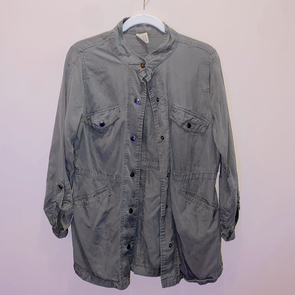 Green button up jacket women